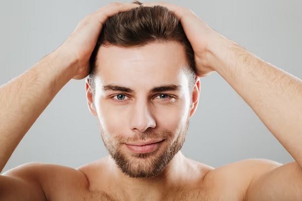 gros plan, portrait, de, a, bel homme.