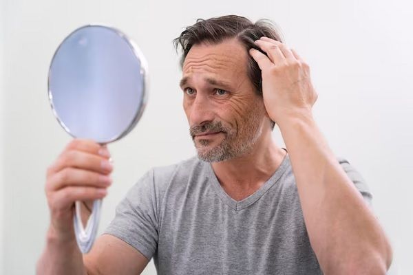homme recevant un traitement contre la perte de cheveux.