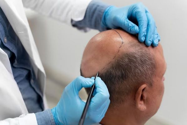 Homme subissant une intervention chirurgicale pour une greffe de cheveux, ce qu'il ne faut pas faire après une greffe de cheveux