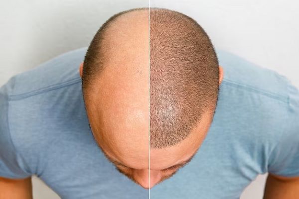 homme chauve avant et après une greffe de cheveux.. Greffes de cheveux des célébrités