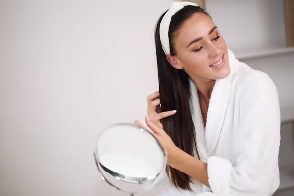 Belle jeune femme avec une peau propre et fraîche. bienfaits du hair slugging