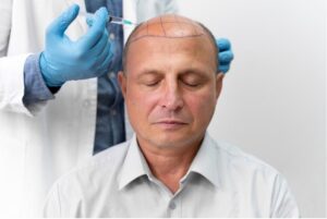 Homme audacieux subissant un processus d'extraction d'unités folliculaires