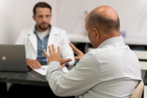 Homme subissant un processus d'extraction d'unités folliculaires 