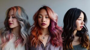 Trois femmes différentes avec des coiffures élégantes