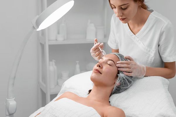 Esthéticienne faisant une injection de remplissage pour le client. Les 10 meilleures cliniques d'acide hyaluronique en France 